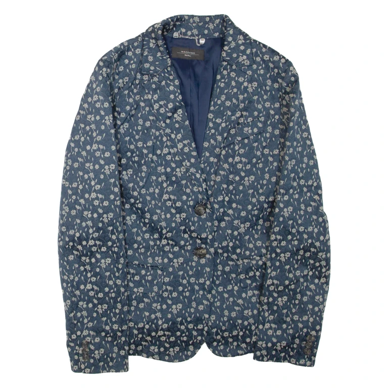 MAX MARA WEEKEND Womens Blazer Jacket Blue Floral UK 14