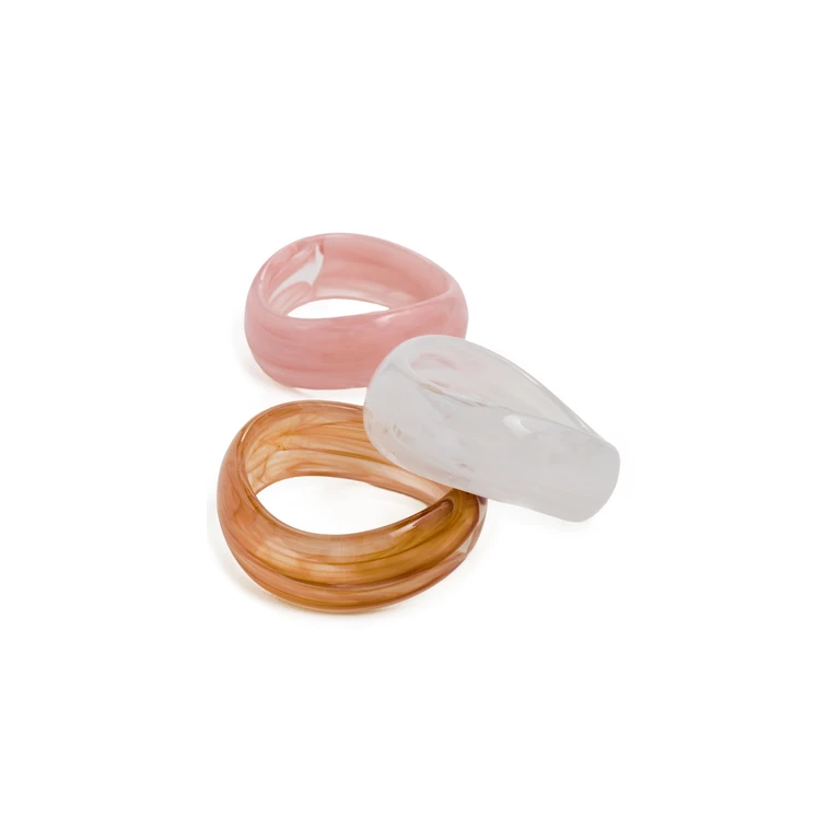 By Adina Eden Pop of Color Resin Bangle Set Multi-Color One Size