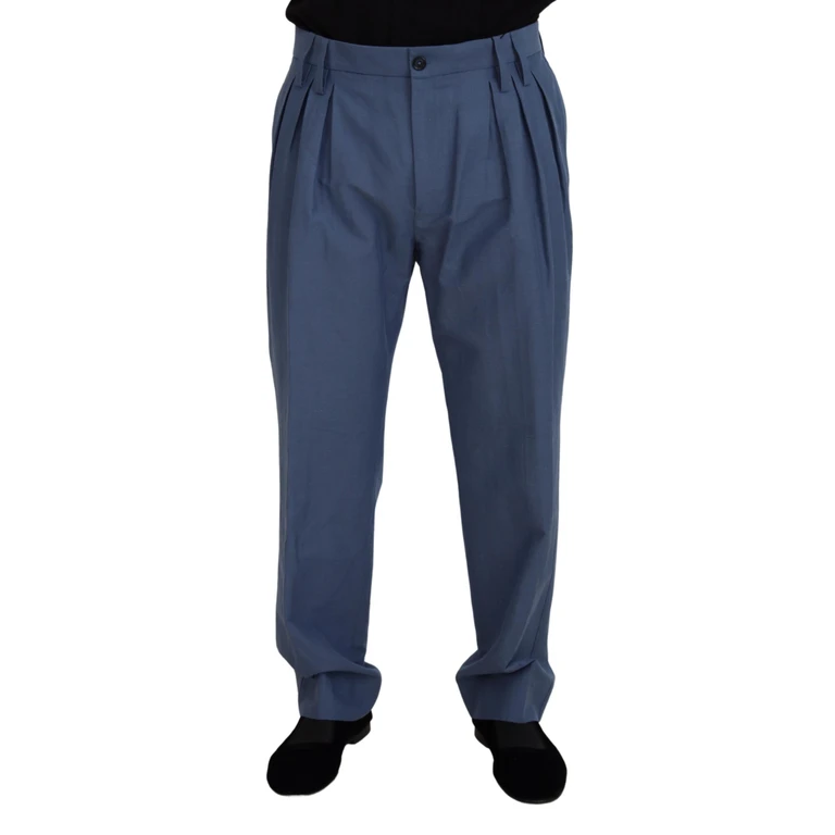 Blue Linen Chino Men Formal Pants Cotton - Men