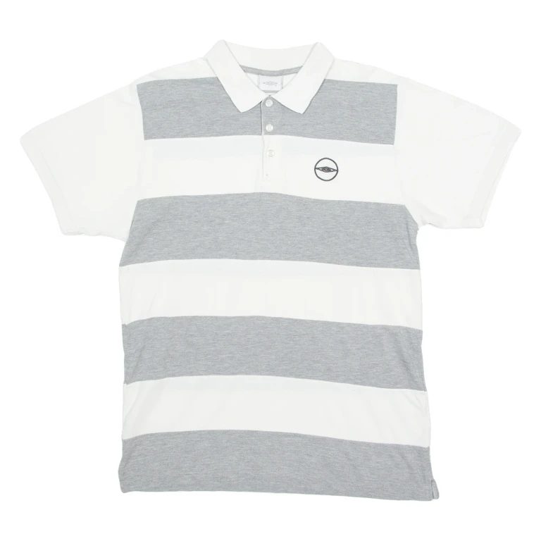 UMBRO Mens Polo Shirt White Striped M