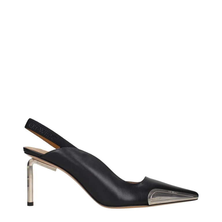 Off-White Black Leather High Heel Pumps - Women