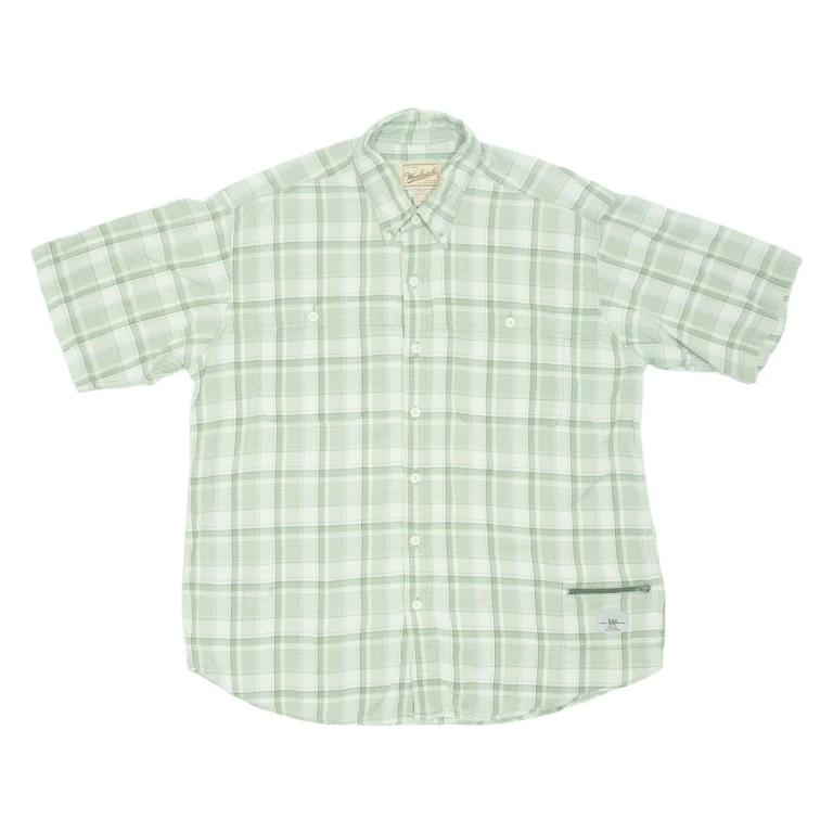 WOOLRICH Travel Outfitter Mens Flannel Shirt Green Check XL