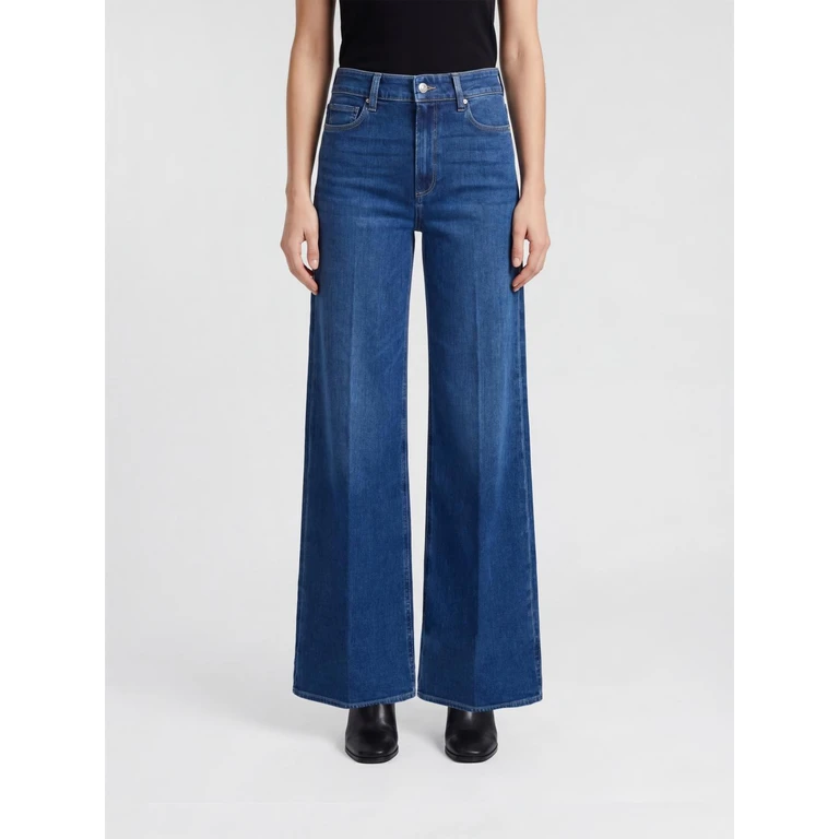 High-Waisted Palazzo Jeans in Stretch Cotton Denim (1C72F72D029)