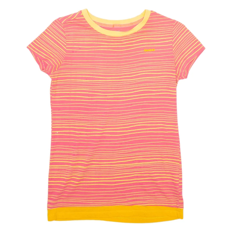 REEBOK Striped Womens T-Shirt Pink S
