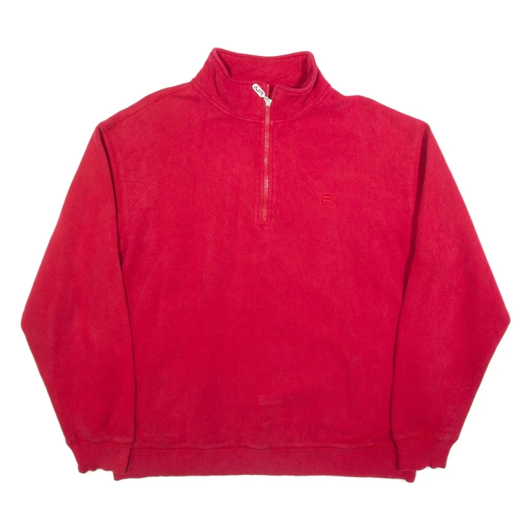 FILA Mens Sweatshirt Red 1/4 Zip L