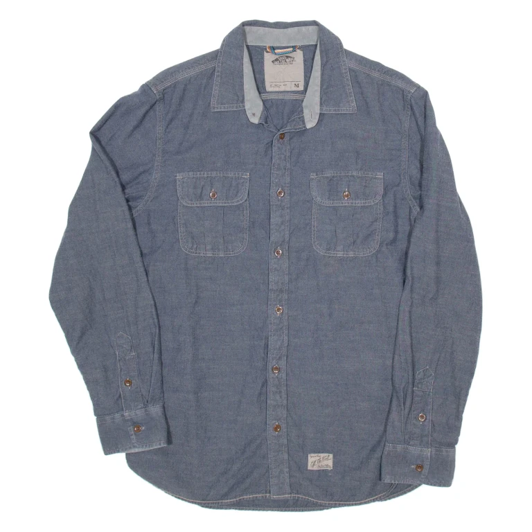 VANS Mens Plain Shirt Blue Long Sleeve M