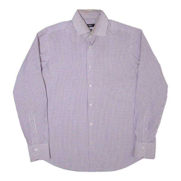 HUGO BOSS Mens Shirt Blue Check Long Sleeve L (LL2-250724-7926)