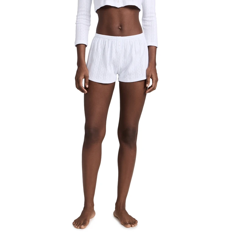 COUCOU The Shorts: Pointelle White XL