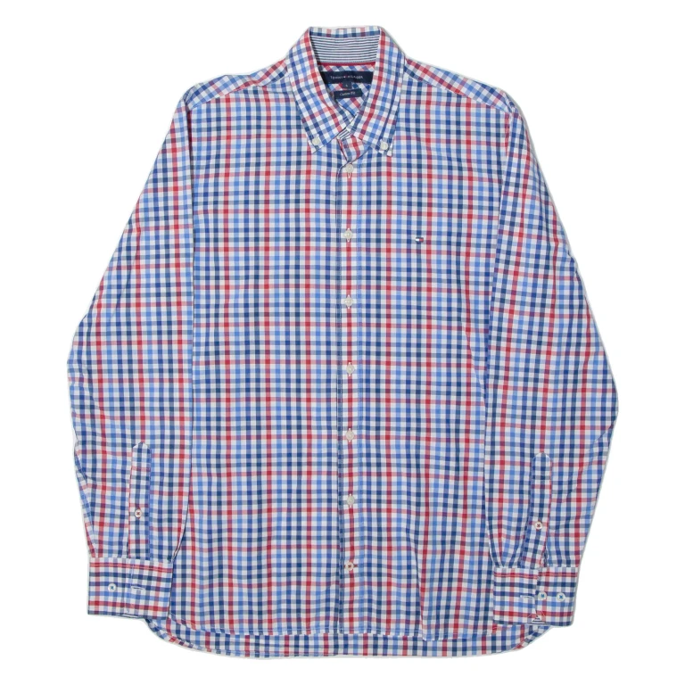 TOMMY HILFIGER Mens Shirt Blue Check Long Sleeve S (WW3-160724-10069)