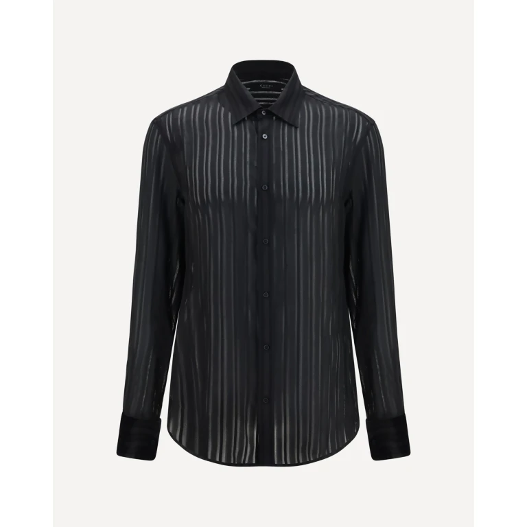 GUCCI Striped silk gauze Shirt Male 15.75