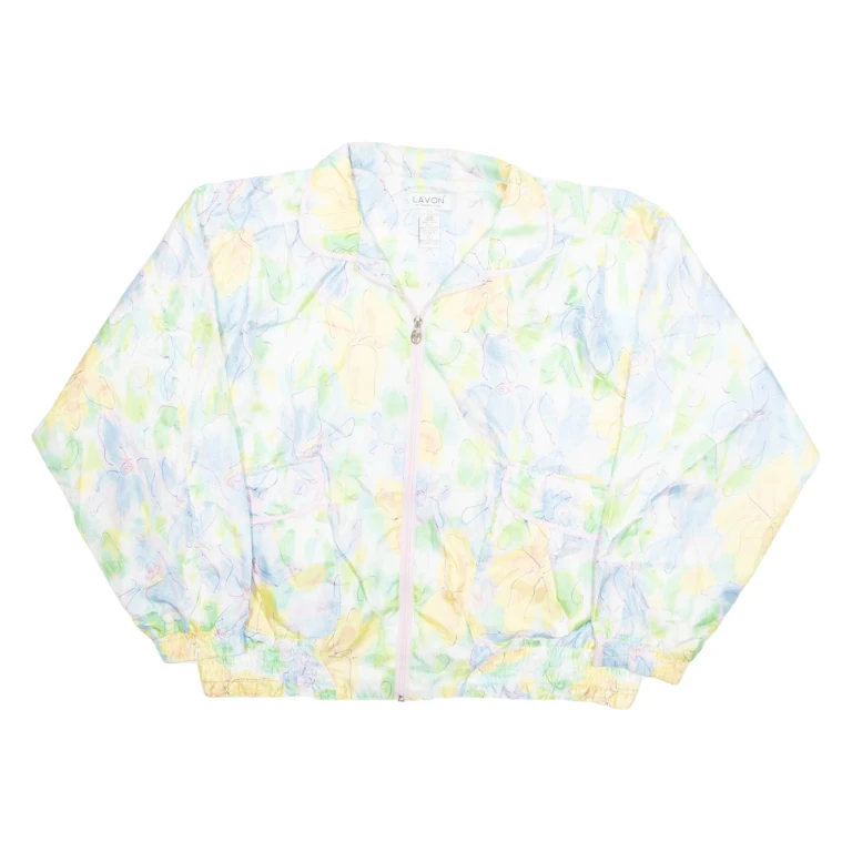 LAVON Womens Track Jacket Blue Floral L