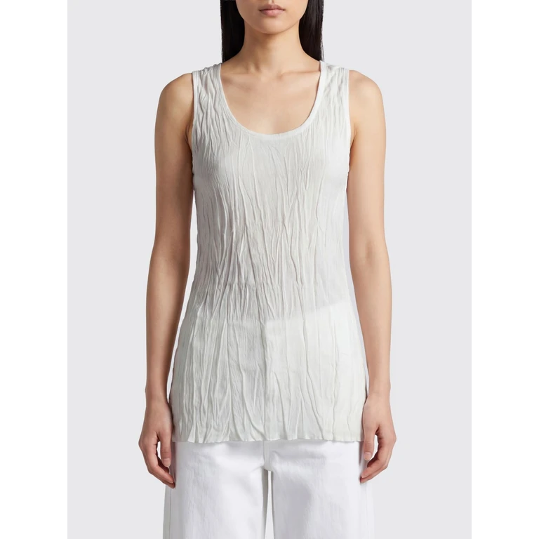 Slim Fit Viscose Blend U-Neck Top with Crinkled Effect (262WRT0724YA0244047)