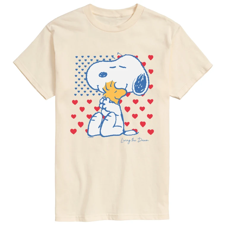 Snoopy Americana Heart Flag - Men's Short Sleeve Graphic T-Shirt