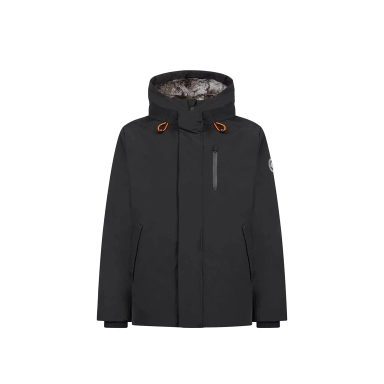 Copy Faux Fur Hooded Parka Men Jacket Black