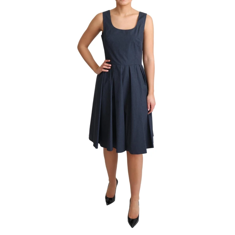 Dolce & Gabbana Blue Polka Dotted Cotton A-Line Dress - Women