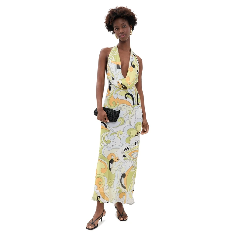 Runaway the Label Lexie Plunge Maxi Dress Pelicano Multi XL