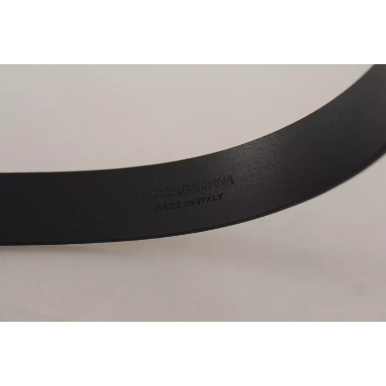 Dolce & Gabbana Calf Leather Silver Tone Black Metal Buckle Belt - Men