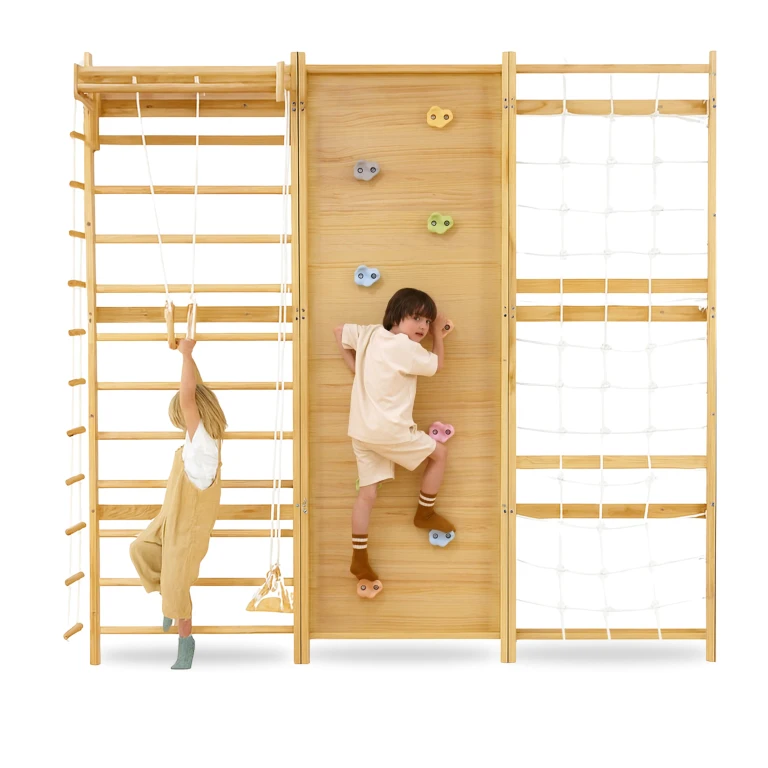 Walnut Modular Swedish Ladder Jungle Gym - Wall Mounted