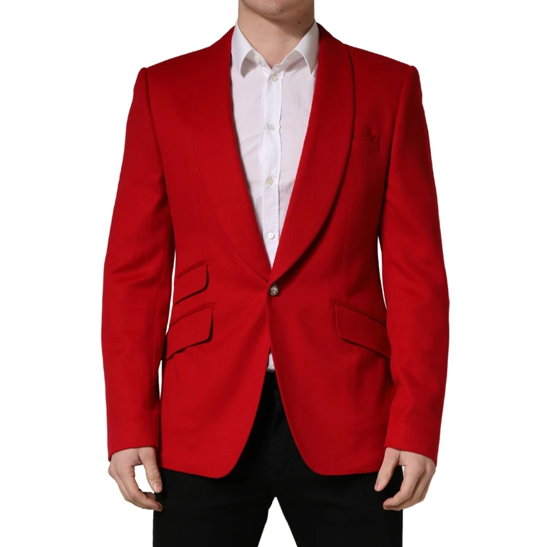 Dolce & Gabbana Red Cashmere Single Breasted Jacket Blazer Elastane Clothing - Men