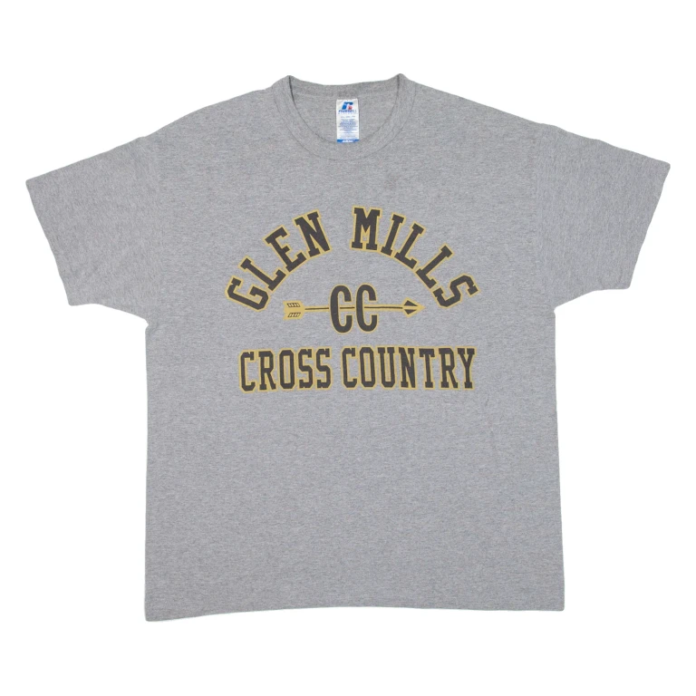 RUSSELL ATHLETIC Glen Mills Cross Country Mens T-Shirt Grey USA XL