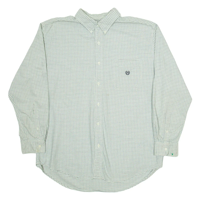 CHAPS Mens Shirt White Check Long Sleeve L