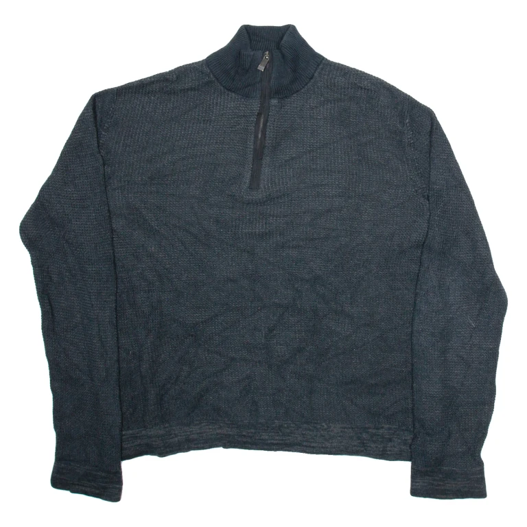 CALVIN KLEIN Mens Jumper Grey 1/4 Zip Tight Knit L