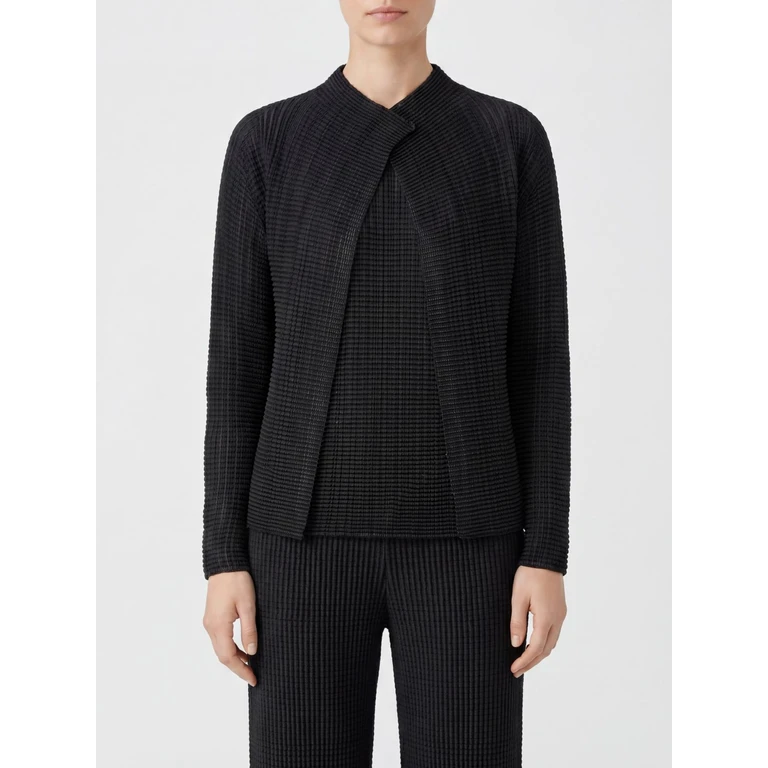 ISSEY MIYAKE Pleated Cardigan in Polyester with Concealed Closure (IM66FJ68015)