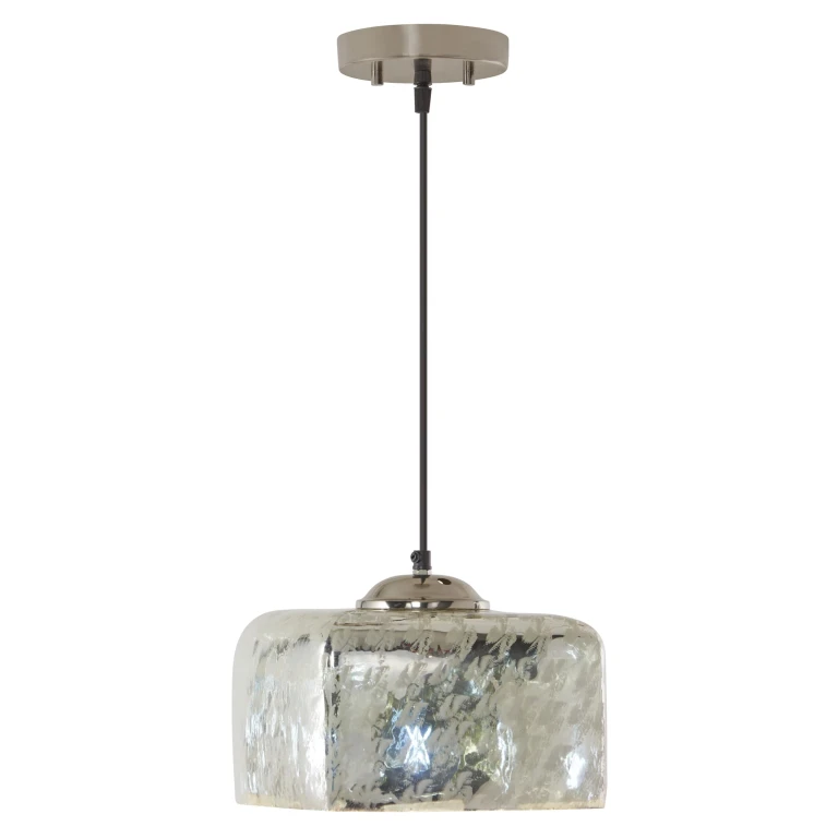 Nickel and Silver Square Shade Pendant Light