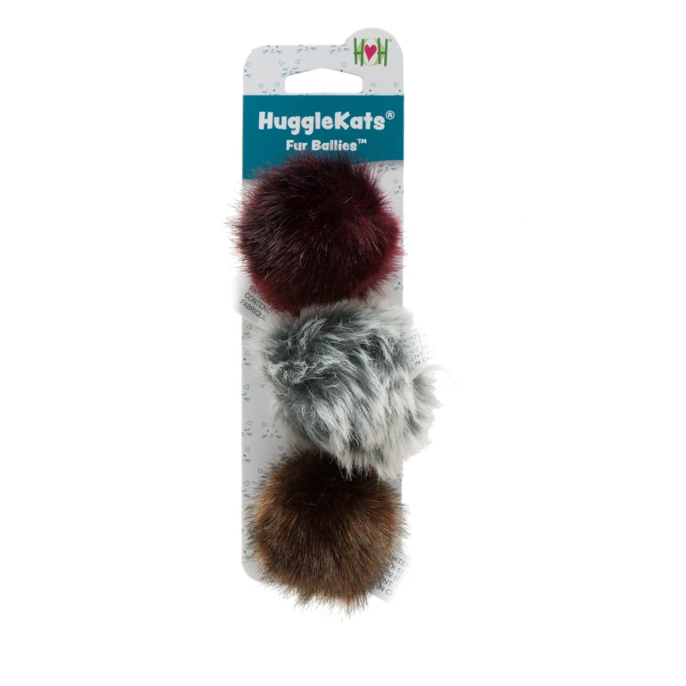 HuggleKats Fur Ballies Cat Toys, 3 Pack
