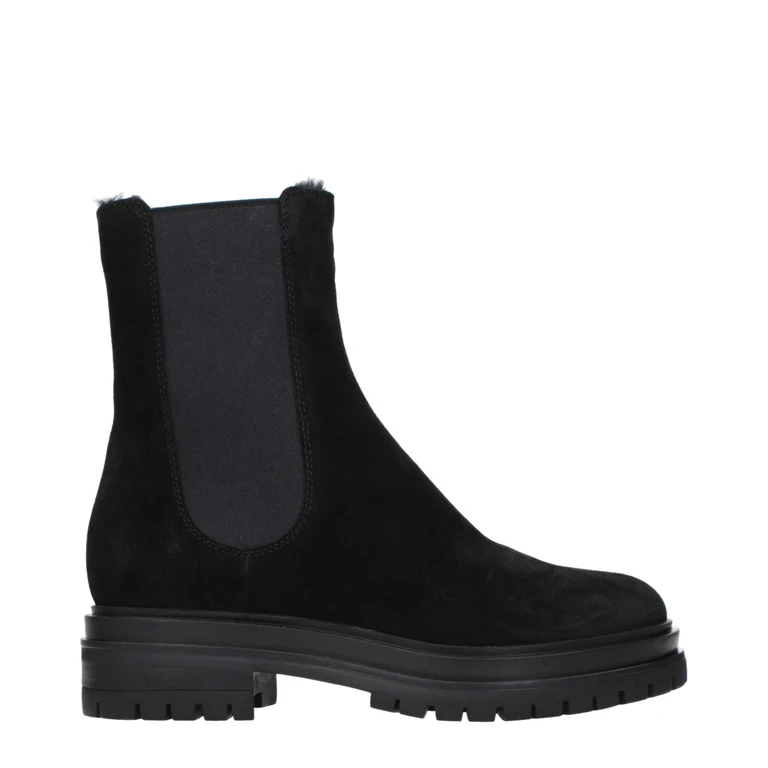Black Leather Ankle Boots - Women