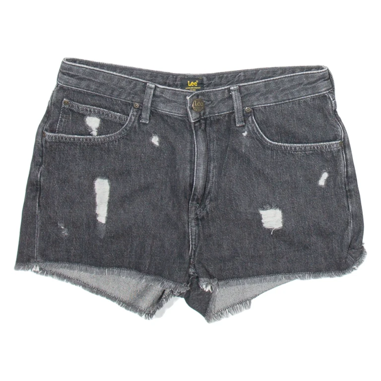 LEE Distressed Womens Denim Shorts Black M W32
