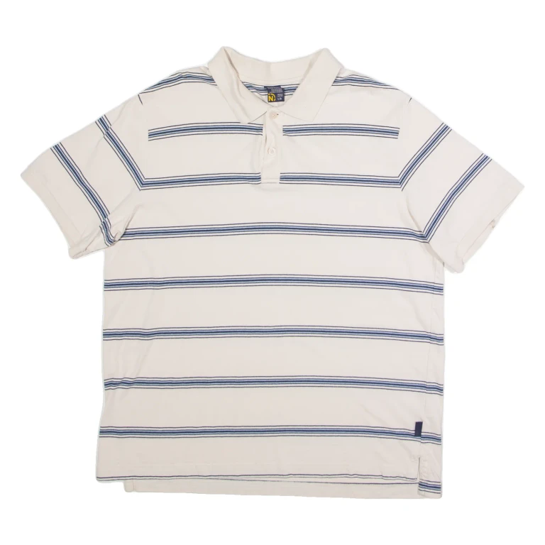 NAUTICA Mens Polo Shirt Cream Striped L