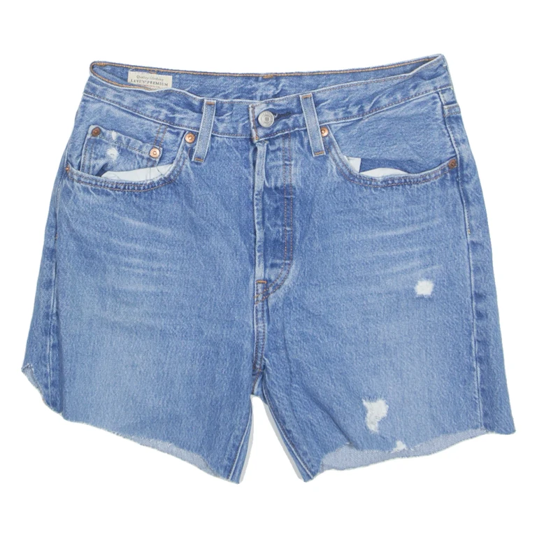 LEVI'S Cut Off 501 Premium E Womens Denim Shorts Blue S W28