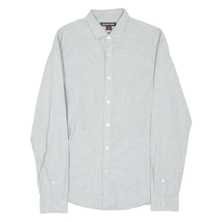 MICHAEL KORS Slim Fit Mens Plain Shirt Grey Long Sleeve S