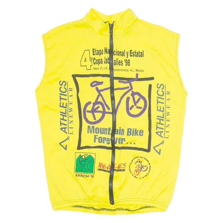 ATHLETICS LINEWEAR Cycling Mens Jersey Yellow Sleeveless 1/4 Zip M