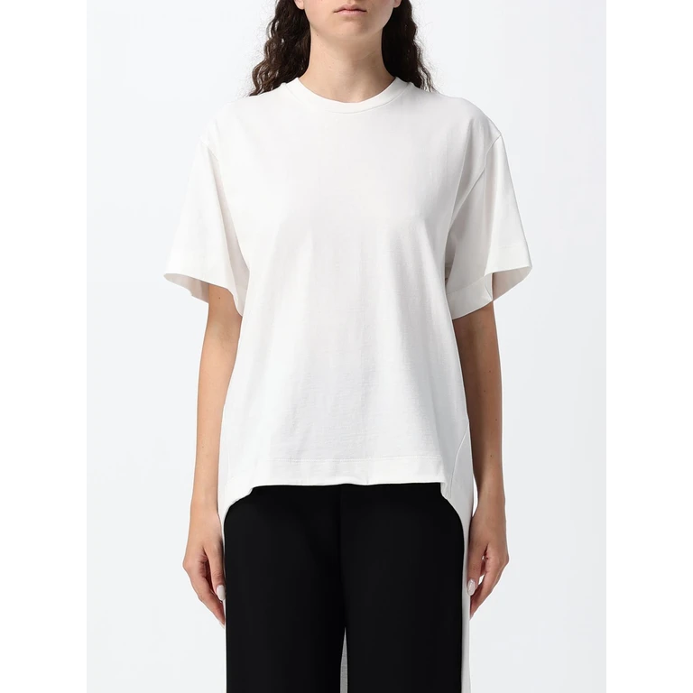 Long Cotton T-shirt with Asymmetric Hem (M6EAE2791)