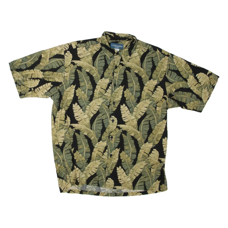 COOKE STREET Mens Hawaiian Shirt Green Floral M