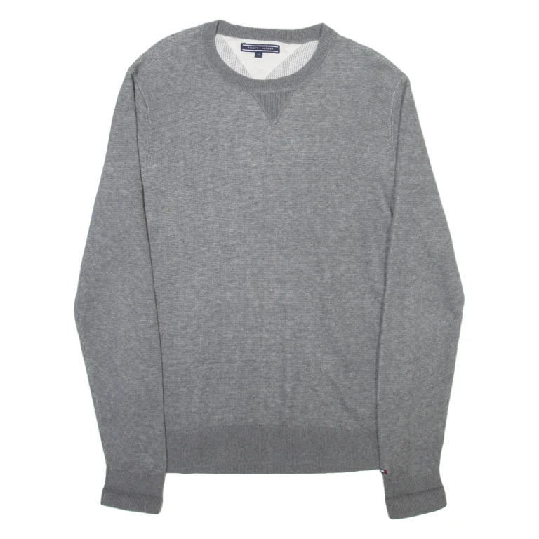 TOMMY HILFIGER Mens Jumper Grey Tight Knit M