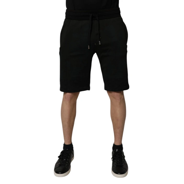 Black Cotton Sweatshorts Men Bermuda Shorts - Men