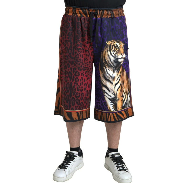 Dolce & Gabbana Multicolor Tiger Print Men Bermuda Shorts - Men
