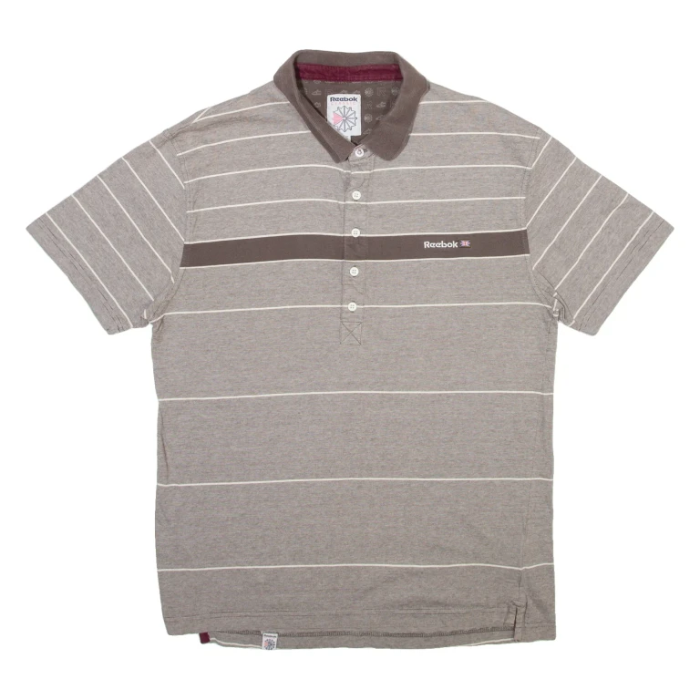 REEBOK Mens Polo Shirt Grey Striped XL (GG1-130924-17881)