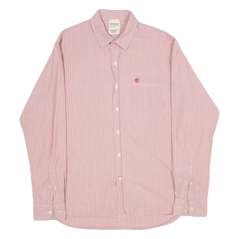 TIMBERLAND Regular Fit Mens Shirt Red Striped Long Sleeve M