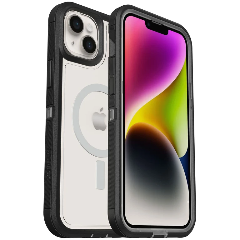 Iphone 14 Plus Defender Series Xt Case - Black Crystal, Screenless, Rugged, Snaps to Magsafe, Lanyard Attachment