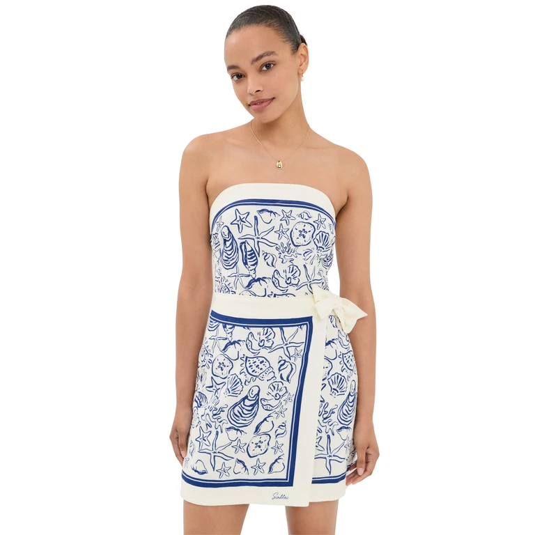 Darbie Linen Bustier Mini Dress Blueberry Multi M
