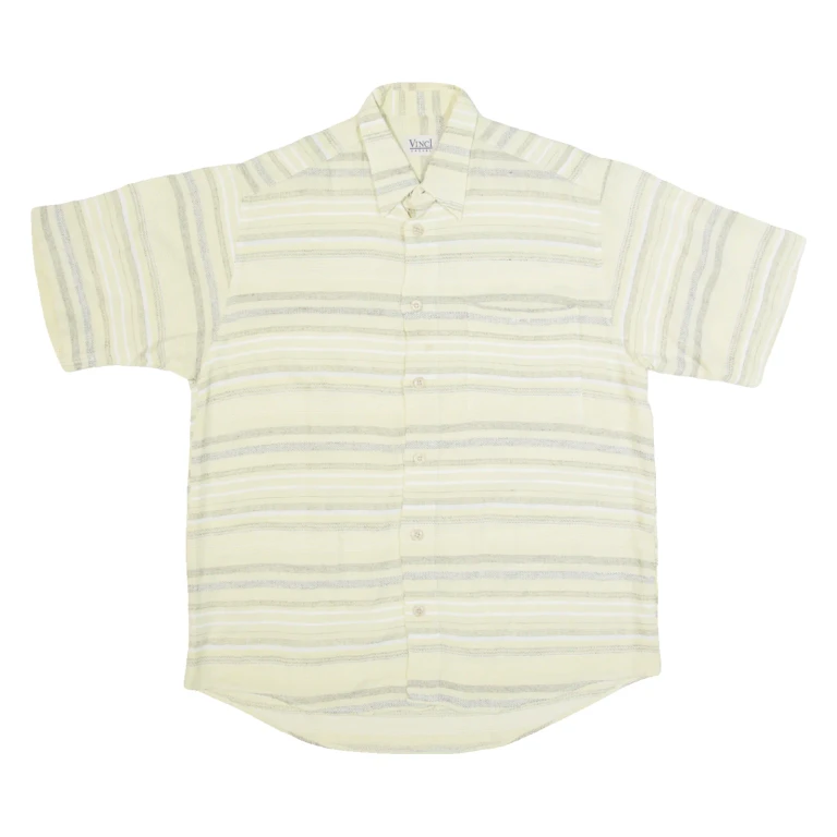 VINCI Mens Shirt Beige 90s Striped L