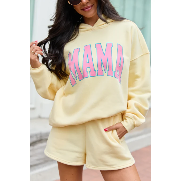 Mama Block Yellow Graphic Hoodie