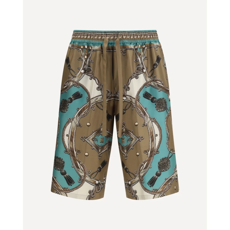 DOLCE & GABBANA Vanity bermuda Shorts in washed silk twill with Cargo print Male 50