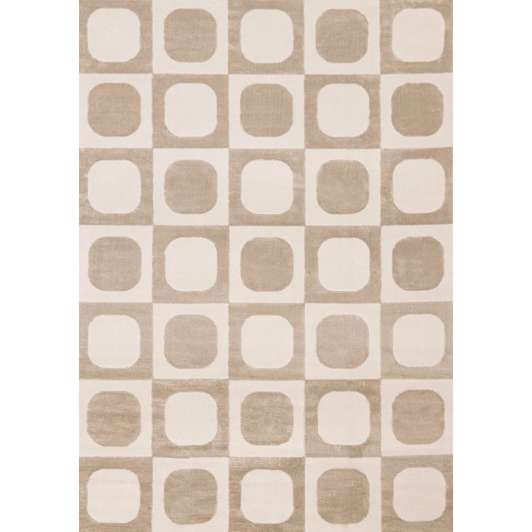 Leo Beige and Cream 8 x 11 Mid Century Modern Area Rug