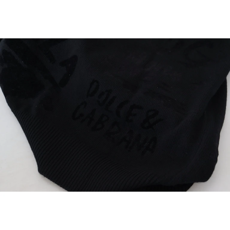 Dolce & Gabbana Black Wool Logo Pattern Crewneck Pullover Sweater Clothing - Men