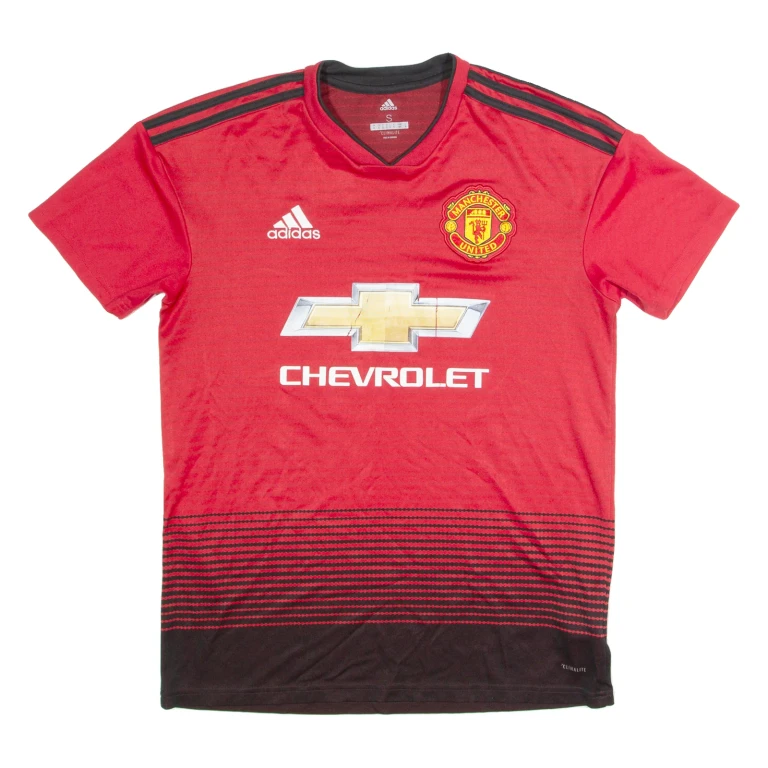 ADIDAS Manchester United Mens Football Shirt Jersey Red V-Neck S